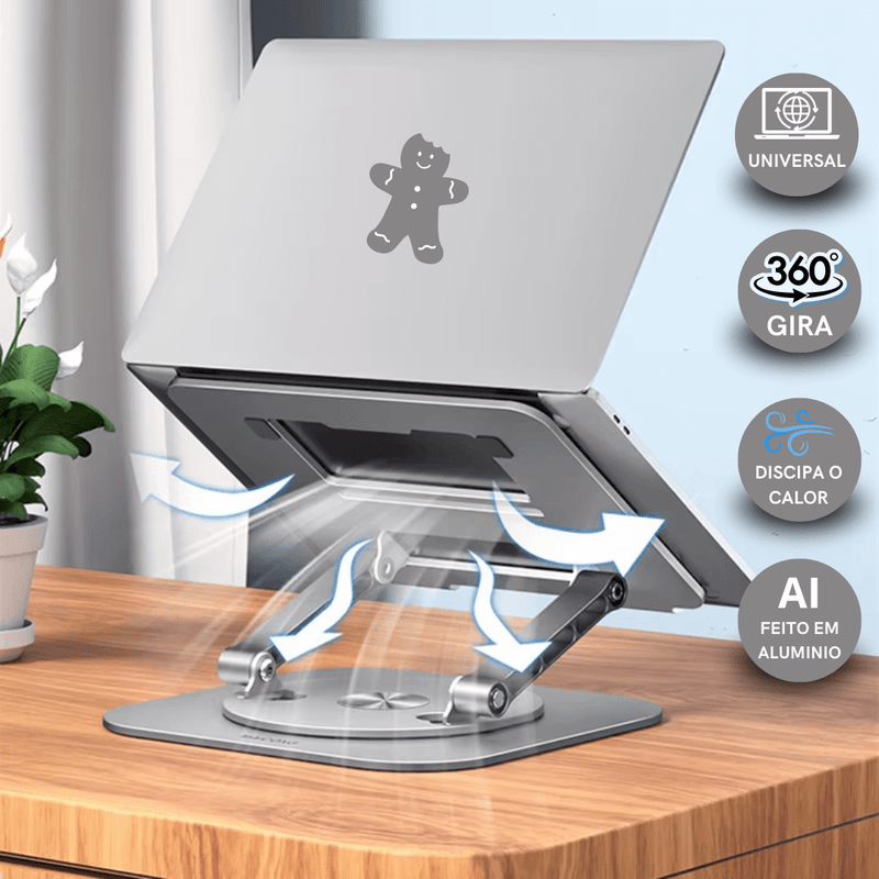 Suporte De Mesa Metal Para Tablet E iPad Ajustável Gira 360°